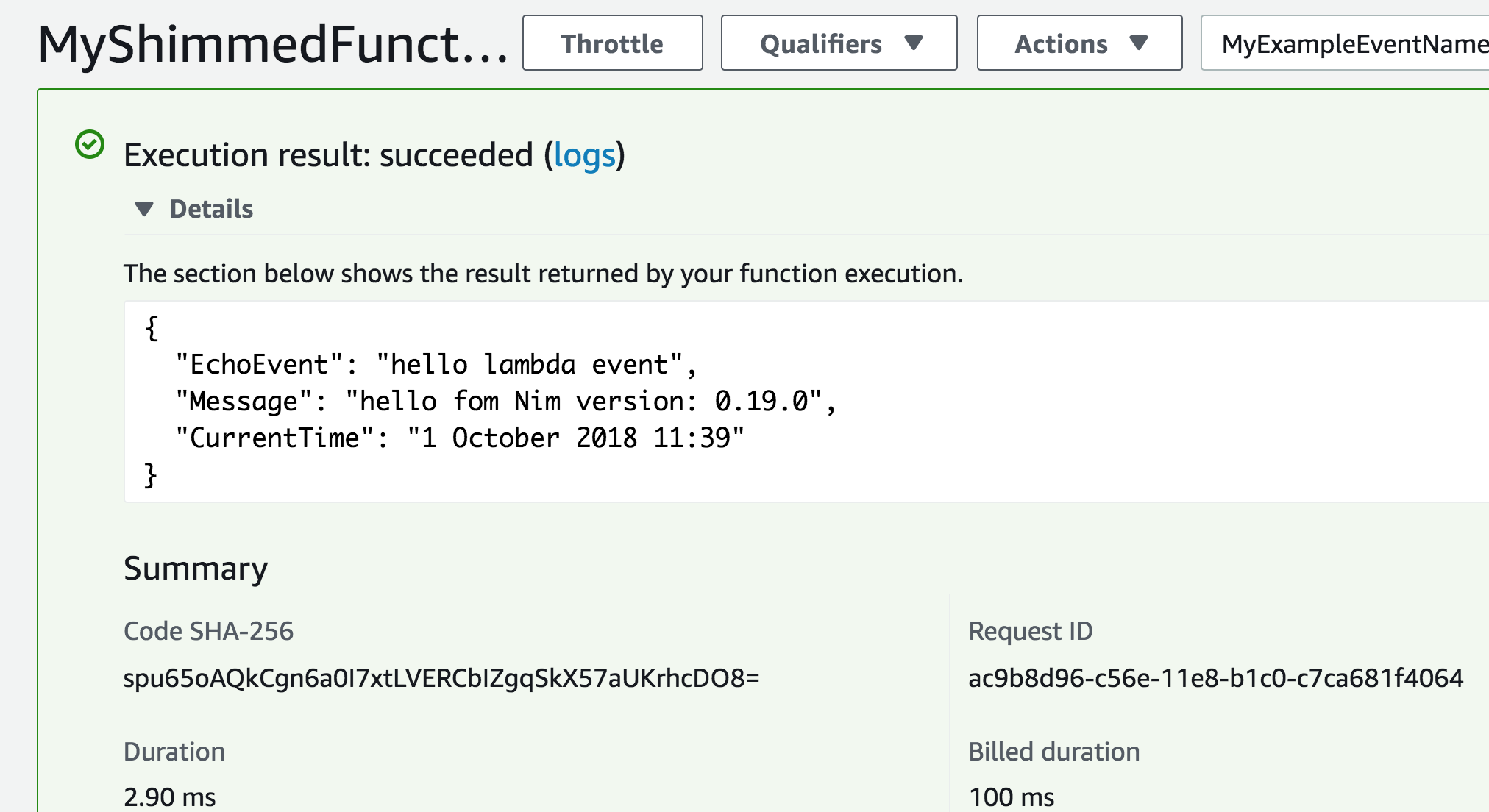 execute lambda test